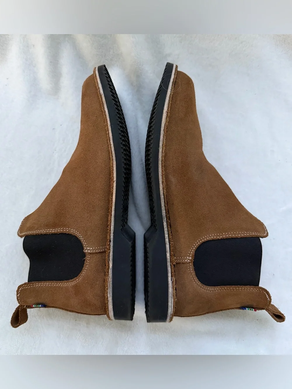 Veldskoen Chelsea Boot Unisex Men Size 10 Brown Suede Black Side Panels EUC